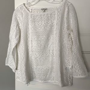 Joie Long Sleeve White Lace Top Like New Medium MSRP $200